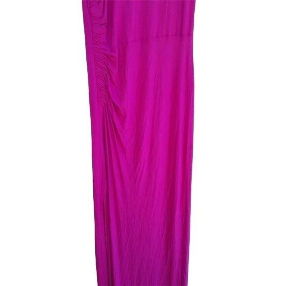 Bobeau Ruched Side Slit Sleeveless Scoop Neck Maxi Dress Barbie Pink Sz S - Picture 6 of 12